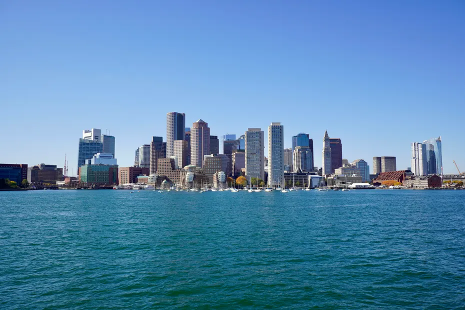 Boston skyline across the harbor