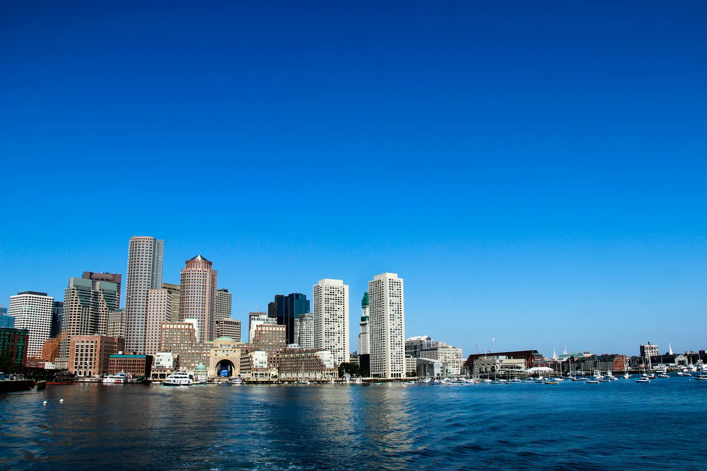 Boston skyline across the harbor