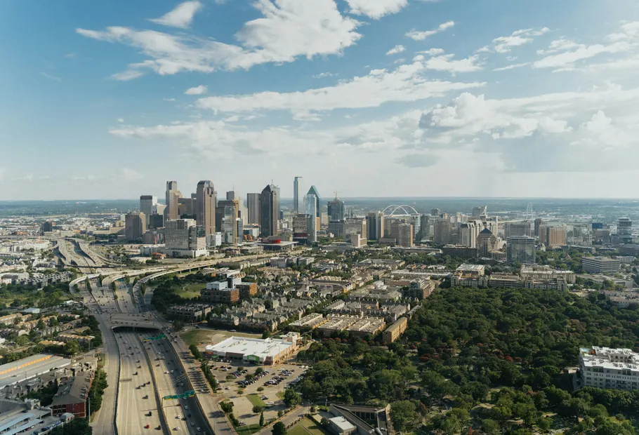 Downtown Dallas from the air