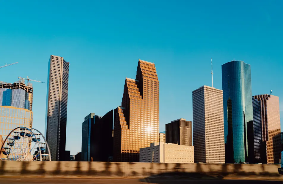 The Houston skyline seen from Interstate 45