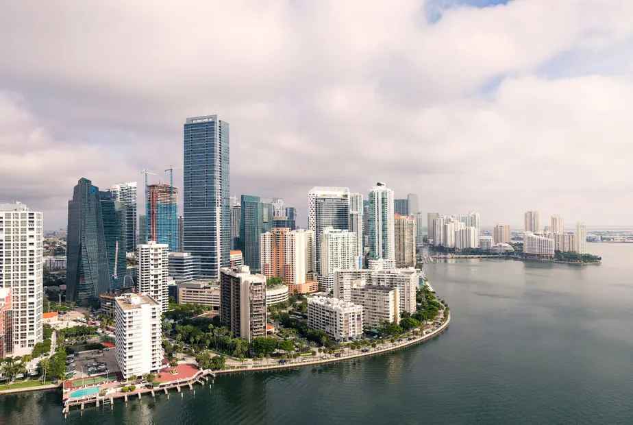 Miami skyline over Biscayne Bay in daylight