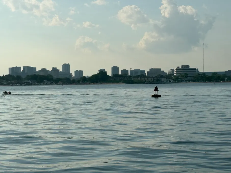 The downtown Stamford, Connecticut skyline seen across the city on a clear day